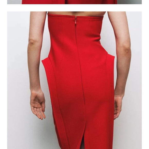 NWT Red Zara Structured Sleeveless Dress Sz. M - Picture 4 of 6